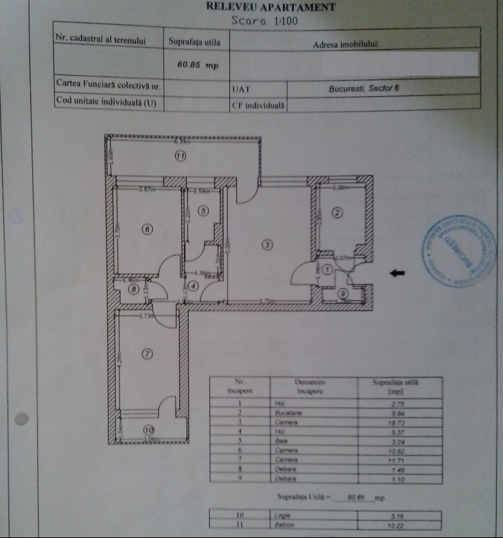 vanzare apartament 3 camere, Timisoara, Romancierilor, cf 1, etaj 7/8, cu imbunatatiri,      pret 60.000 EUR