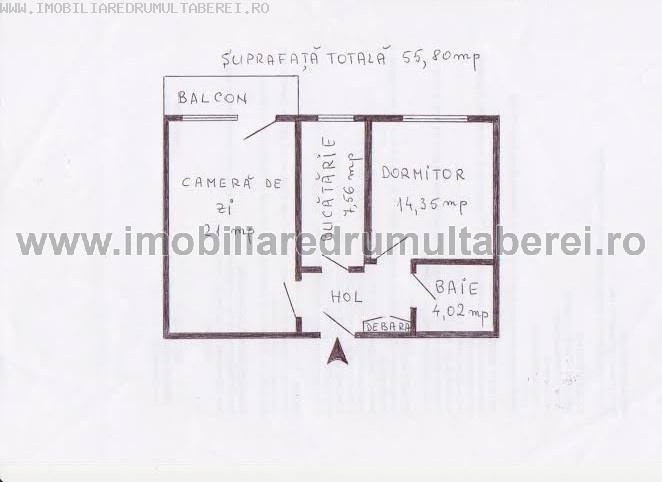 vanzare apartament 2 camere, Romancierilor, cf 1, decomandat, etaj 1/4, cu imbunatatiri,       pret 62.000 EUR