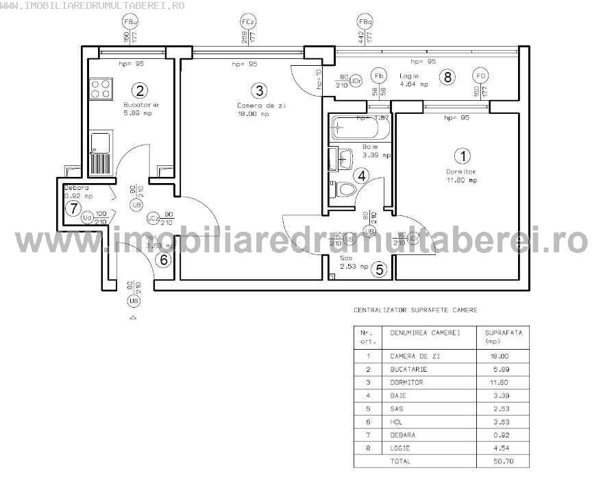 vanzare apartament 2 camere, Moghioros, Piata, cf 1, etaj 8/8, semidecomandat, liber,       pret 50.000 EUR