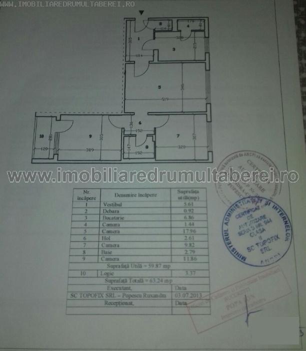 vanzare apartament 3 camere, Valea Ialomitei, Materna, cf 1, etaj 4/4, semidecomandat, renovat,       pret 79.000 EUR