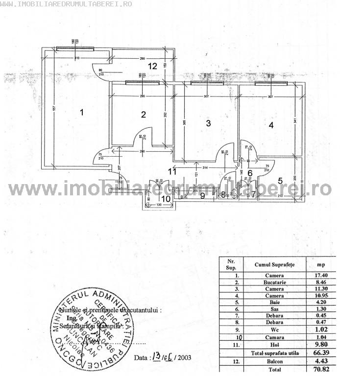 vanzare apartament 3 camere, 1 Mai, Ghencea, cf 1, decomandat, etaj 8/8, bloc 1985,        pret 72.000 EUR