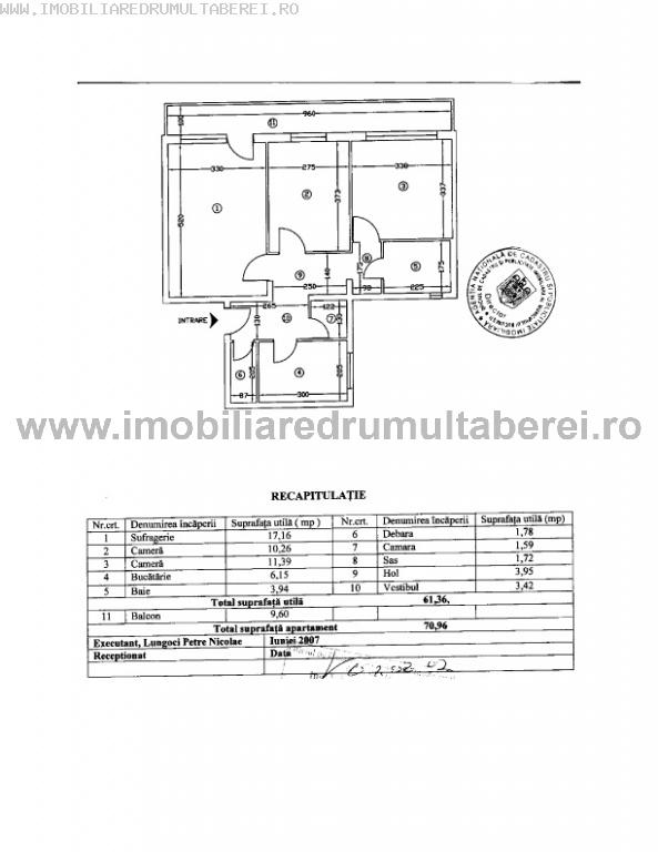 vanzare apartament 3 camere, Valea Argesului, cf 1, decomandat, etaj 2/10, liber,        pret 68.000 EUR