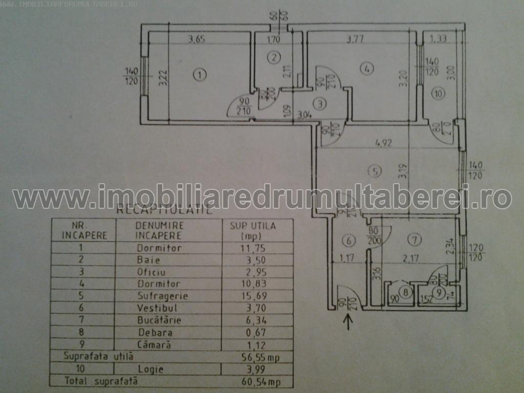 vanzare apartament 3 camere, Orizont, AFI Cotroceni, cf 1, parter/4, semidecomandat,           pret 72.000 EUR