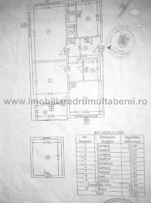 vanzare apartament 3 camere, Bucla, cf 1, decomandat, etaj 3/4, cu imbunatatiri,         pret 77.000 EUR