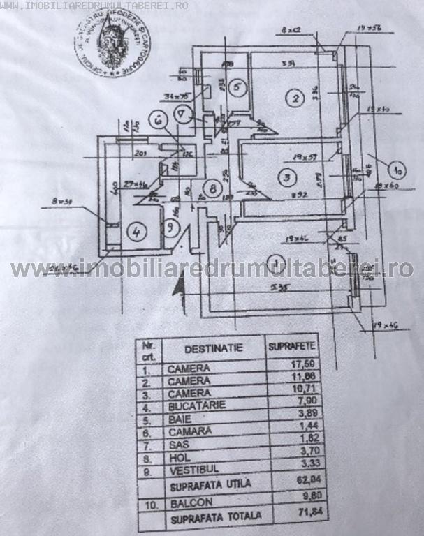 vanzare apartamentul 3 camere, Valea Ialomitei, cf 1, decomandat, etaj 4/10, liber,          pret 66.000 EUR