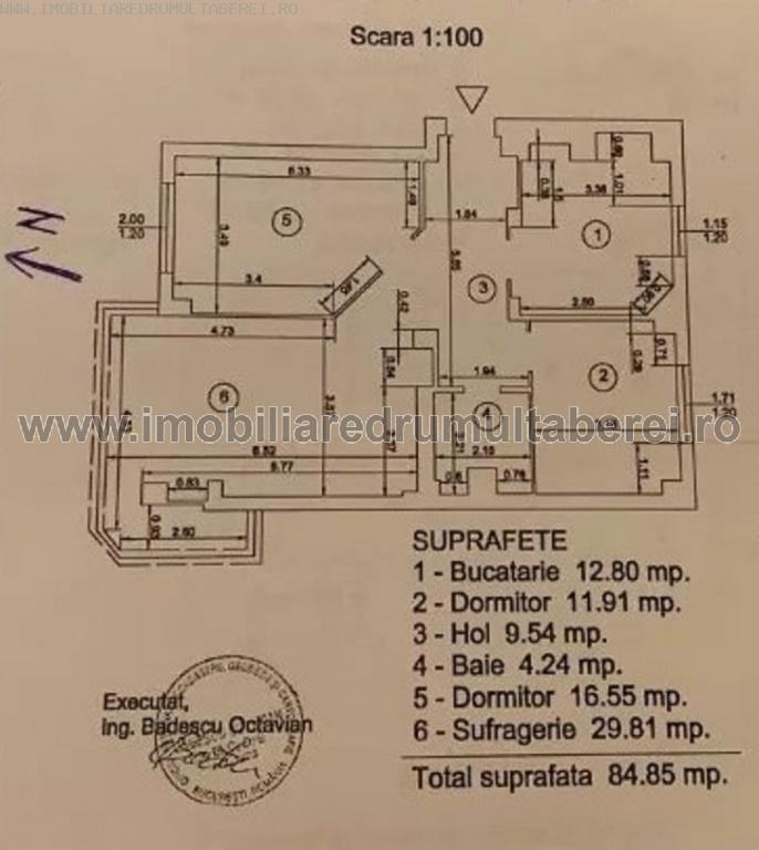 vanzare apartament 3 camere, Bucla, cf 1, decomandat, etaj 9/10, bloc 1986,        pret 86.000 EUR