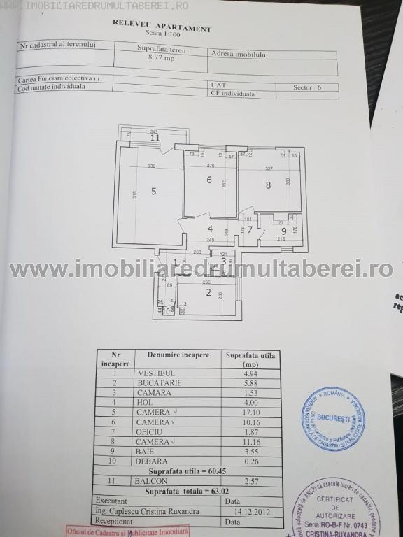 vanzare apartament 3 camere, Moghioros, Lasermed, cf 1, decomandat, etaj 4/10, liber,         pret 73.500 EUR