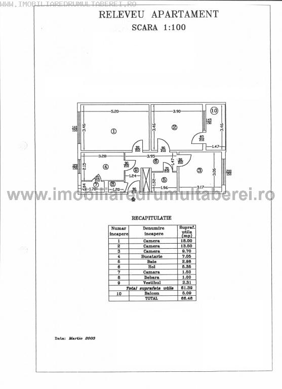 vanzare apartament 3 camere, Romancierilor, cf 1, decomandat, etaj 4/4, pret 65.000 EUR