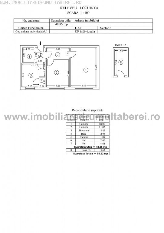 vanzare apartament 2 camere, Valea Argesului, cf 1, decomandat, etaj 3/4, liber,        pret 55.000 EUR