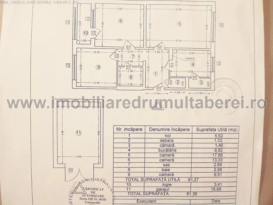vanzare apartament 3 camere cu garaj, Bucla, cf 1, decomandat, parter inalt/4,        pret 80.000 EUR
