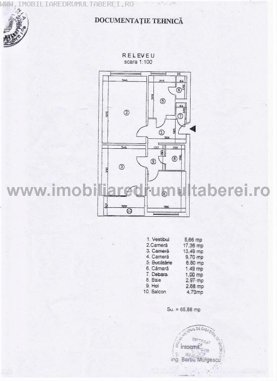 vanzare apartament 3 camere, 1 Mai, cf 1, decomandat, etaj 1/4, liber,           pret 70.000 EUR