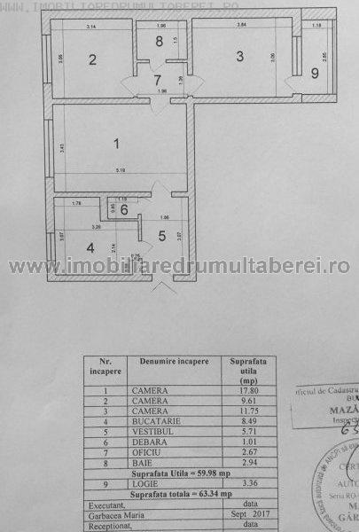 vanzare apartament 3 camere, Bucla, cf 1, etaj 2/4, semidecomandat, cu imbunatatiri,         pret 69.000 EUR