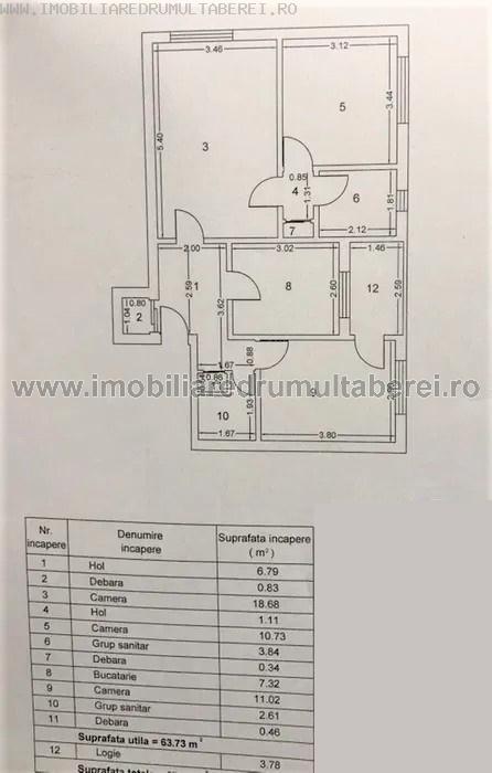 vanzare apartament 3 camere, 1 Mai, Ghencea, cf 1, etaj 1/8, semidecomandat, bloc 1982,        pret 75.000 EUR
