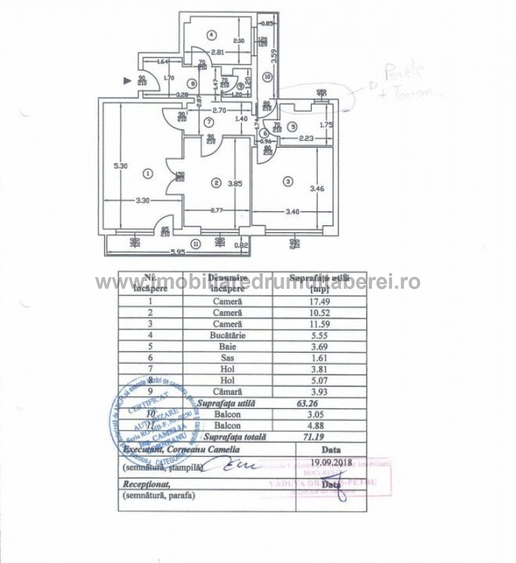 vanzare apartament 3 camere, Valea Ialomitei, cf 1, decomandat, etaj 6/10, bloc reabilitat,         pret 100.000 EUR