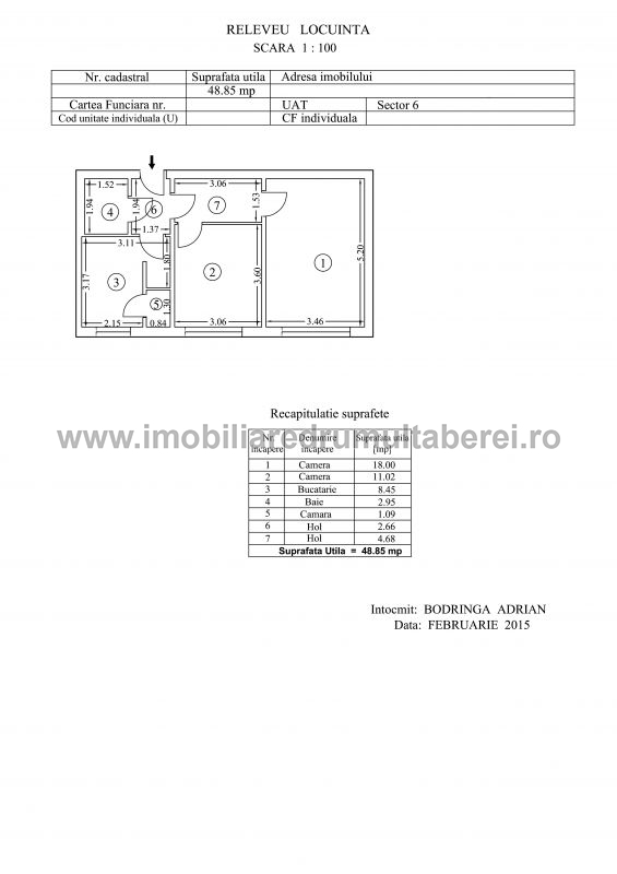 vanzare apartament 2 camere, Valea Calugareasca, Metrou Raul Doamnei, cf 1, decomandat, etaj 1/4,          pret 105.000 EUR