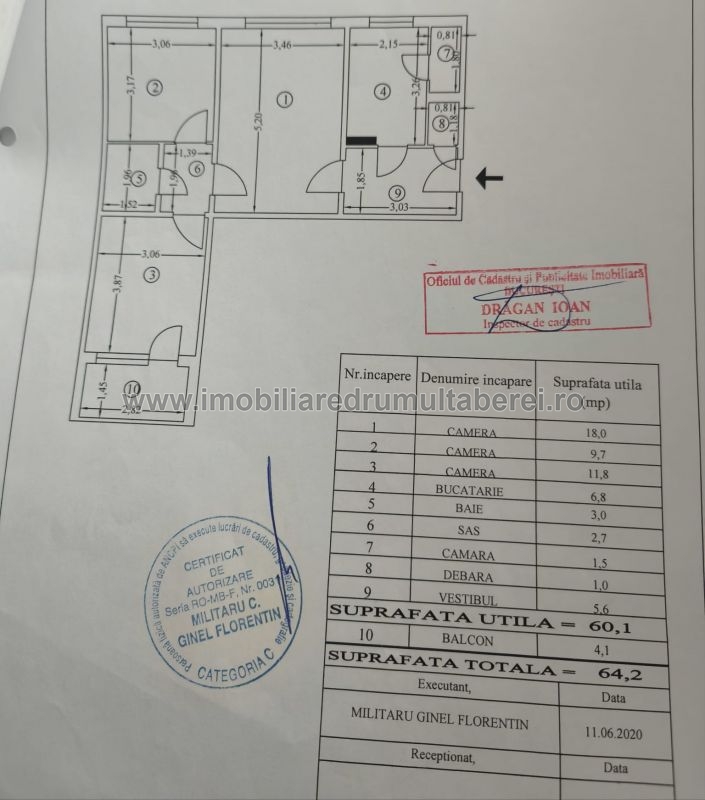 vanzare apartament 3 camere, Auchan, Valea Calugareasca, parter/4, semidecomandat, bloc reabilitat,             pret 125.000 EUR